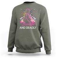 Female Veteran Sweatshirt Beautiful And Deadly Proud American Women Soldier - Wonder Print Shop