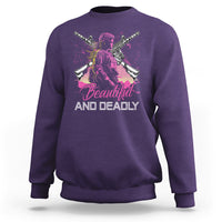 Female Veteran Sweatshirt Beautiful And Deadly Proud American Women Soldier - Wonder Print Shop