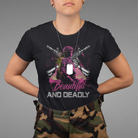 Female Veteran T Shirt Beautiful And Deadly Proud American Women Soldier - Wonder Print Shop