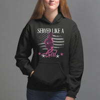 Female Veteran Hoodie Served Like A Girl American Flag US Pride - Wonder Print Shop