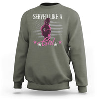 Female Veteran Sweatshirt Served Like A Girl American Flag US Pride - Wonder Print Shop