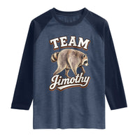 Team Jimothy Funny Viral Seattle Raccoon Legend Raglan Shirt Trash Panda Meme Vintage Sports Style Graphic