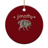 Cute Jimothy the Raccoon Heart Graphic Ceramic Ornament Viral Seattle Trash Panda Meme