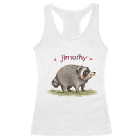 Cute Watercolor Viral Jimothy the Raccoon Racerback Tank Top Viral Seattle Trash Panda Meme
