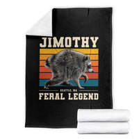Jimothy from Seattle WA Feral Legend Raccoon Throw Blanket Viral Trash Panda Retro Sunset Strip Graphic