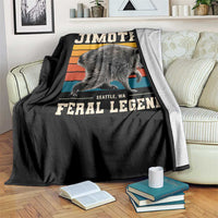 Jimothy from Seattle WA Feral Legend Raccoon Throw Blanket Viral Trash Panda Retro Sunset Strip Graphic