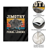 Jimothy from Seattle WA Feral Legend Raccoon Garden Flag Viral Trash Panda Retro Sunset Strip Graphic