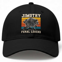 Jimothy from Seattle WA Feral Legend Raccoon Baseball Cap Viral Trash Panda Retro Sunset Strip Graphic