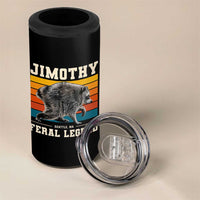 Jimothy from Seattle WA Feral Legend Raccoon 4 in 1 Can Cooler Tumbler Viral Trash Panda Retro Sunset Strip Graphic