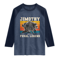 Jimothy from Seattle WA Feral Legend Raccoon Raglan Shirt Viral Trash Panda Retro Sunset Strip Graphic