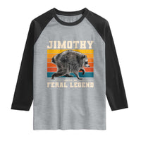 Jimothy from Seattle WA Feral Legend Raccoon Raglan Shirt Viral Trash Panda Retro Sunset Strip Graphic