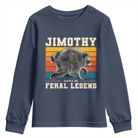 Jimothy from Seattle WA Feral Legend Raccoon Youth Sweatshirt Viral Trash Panda Retro Sunset Strip Graphic