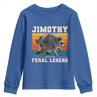 Jimothy from Seattle WA Feral Legend Raccoon Youth Sweatshirt Viral Trash Panda Retro Sunset Strip Graphic