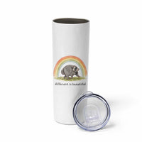 Cute Viral Raccoon Positive Quote Skinny Tumbler Different Is Beautiful Pastel Rainbow Graphic