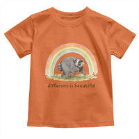Cute Viral Raccoon Positive Quote Toddler T Shirt Different Is Beautiful Pastel Rainbow Graphic