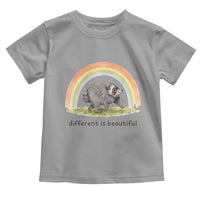 Cute Viral Raccoon Positive Quote Toddler T Shirt Different Is Beautiful Pastel Rainbow Graphic