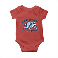 Rock On Jimothy the Raccoon Blue Graphic Baby Onesie Vintage Viral Seattle Trash Panda