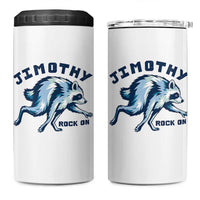 Rock On Jimothy the Raccoon Blue Graphic 4 in 1 Can Cooler Tumbler Vintage Viral Seattle Trash Panda