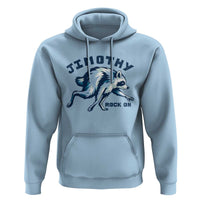 Rock On Jimothy the Raccoon Blue Graphic Hoodie Vintage Viral Seattle Trash Panda