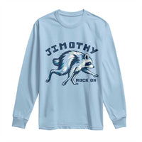 Rock On Jimothy the Raccoon Blue Graphic Long Sleeve Shirt Vintage Viral Seattle Trash Panda