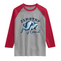 Rock On Jimothy the Raccoon Blue Graphic Raglan Shirt Vintage Viral Seattle Trash Panda