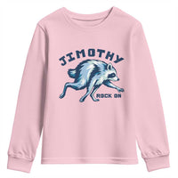 Rock On Jimothy the Raccoon Blue Graphic Youth Sweatshirt Vintage Viral Seattle Trash Panda