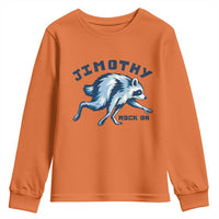 Rock On Jimothy the Raccoon Blue Graphic Youth Sweatshirt Vintage Viral Seattle Trash Panda