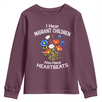 I Hear Migrant Children Also Have Heartbeats Youth Sweatshirt Wildflower Floral Social Justice Human Rights