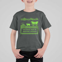 Retro 8-Bit Pixel 80s Game Over Parody Graphic T Shirt For Kid You Have Died Of Diarrhea Lettuce