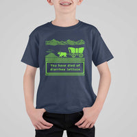 Retro 8-Bit Pixel 80s Game Over Parody Graphic T Shirt For Kid You Have Died Of Diarrhea Lettuce
