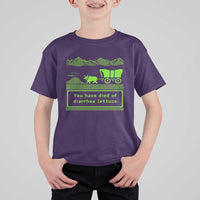 Retro 8-Bit Pixel 80s Game Over Parody Graphic T Shirt For Kid You Have Died Of Diarrhea Lettuce