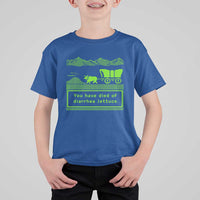 Retro 8-Bit Pixel 80s Game Over Parody Graphic T Shirt For Kid You Have Died Of Diarrhea Lettuce