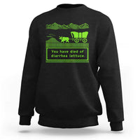 Retro 8-Bit Pixel 80s Game Over Parody Graphic Sweatshirt You Have Died Of Diarrhea Lettuce