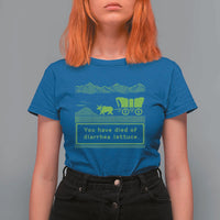 Retro 8-Bit Pixel 80s Game Over Parody Graphic T Shirt For Women You Have Died Of Diarrhea Lettuce