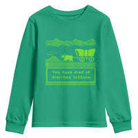 Retro 8-Bit Pixel 80s Game Over Parody Graphic Youth Sweatshirt You Have Died Of Diarrhea Lettuce