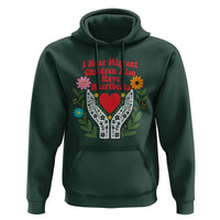 I Hear Migrant Children Also Have Heartbeats Hoodie Groovy Retro Floral Hands Heart Social Justice