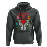 I Hear Migrant Children Also Have Heartbeats Hoodie Groovy Retro Floral Hands Heart Social Justice