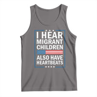 I Hear Migrant Children Also Have Heartbeats Tank Top Patriotic American Flag Human Rights