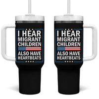 I Hear Migrant Children Also Have Heartbeats Tumbler With Handle Patriotic American Flag Human Rights