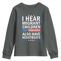 I Hear Migrant Children Also Have Heartbeats Youth Sweatshirt Patriotic American Flag Human Rights