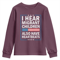 I Hear Migrant Children Also Have Heartbeats Youth Sweatshirt Patriotic American Flag Human Rights