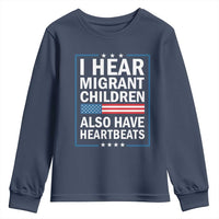 I Hear Migrant Children Also Have Heartbeats Youth Sweatshirt Patriotic American Flag Human Rights