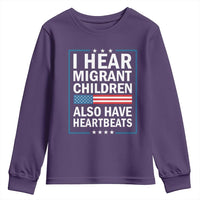 I Hear Migrant Children Also Have Heartbeats Youth Sweatshirt Patriotic American Flag Human Rights