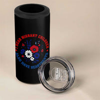 I Hear Migrant Children Also Have Heartbeats 4 in 1 Can Cooler Tumbler Patriotic Red White Blue Floral Human Rights