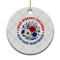 I Hear Migrant Children Also Have Heartbeats Ceramic Ornament Patriotic Red White Blue Floral Human Rights