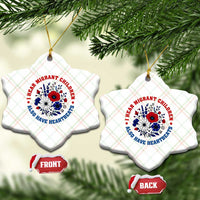I Hear Migrant Children Also Have Heartbeats Ceramic Ornament Patriotic Red White Blue Floral Human Rights