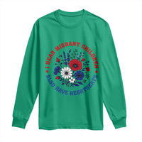 I Hear Migrant Children Also Have Heartbeats Long Sleeve Shirt Patriotic Red White Blue Floral Human Rights
