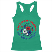 I Hear Migrant Children Also Have Heartbeats Racerback Tank Top Patriotic Red White Blue Floral Human Rights
