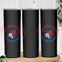 I Hear Migrant Children Also Have Heartbeats Skinny Tumbler Patriotic Red White Blue Floral Human Rights
