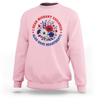 I Hear Migrant Children Also Have Heartbeats Sweatshirt Patriotic Red White Blue Floral Human Rights